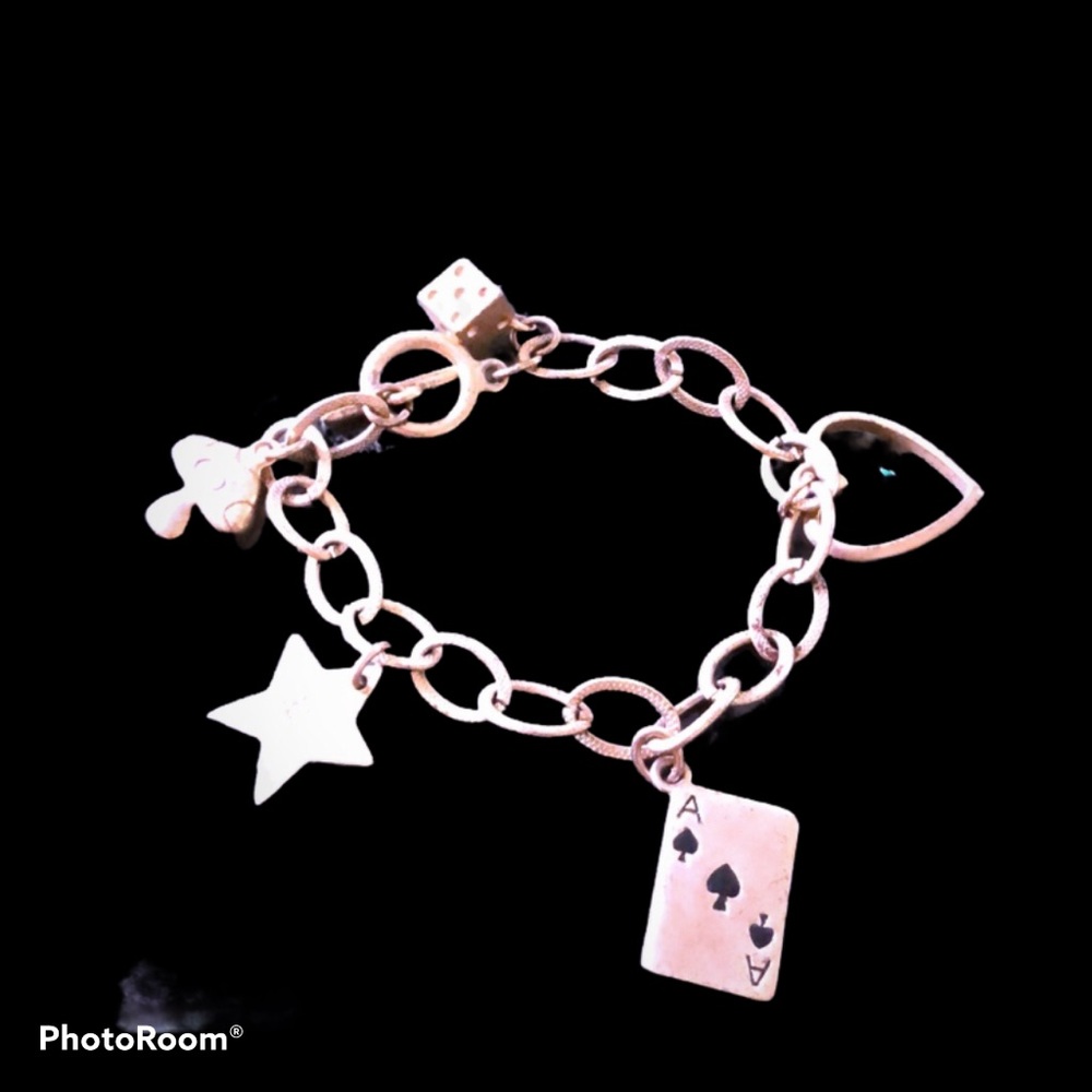 Vintage 80s Lucky‎ Charms Bracelet Star Heart Ace